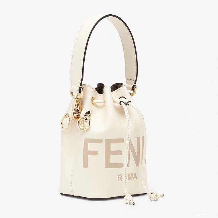 Cheap HOT Calf Bag ROMA Leather In Mon Tresor Bucket Logo Fendi White Mini 0813